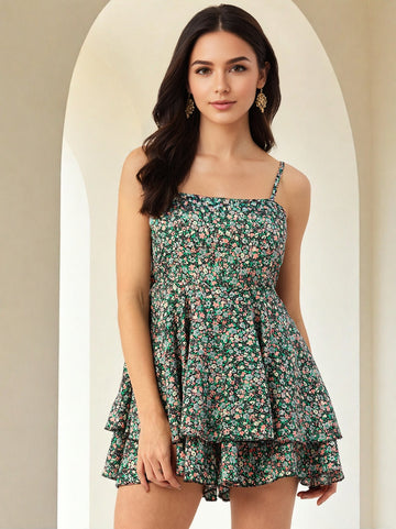 Sleek Italia Women Printed with Layered Jumpsuit