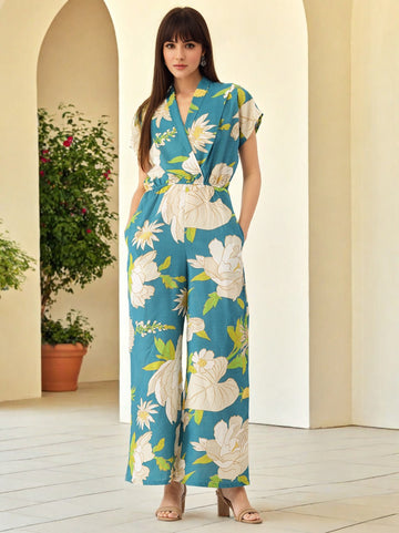 Floral Printed Extended Sleeves Jumpsuit