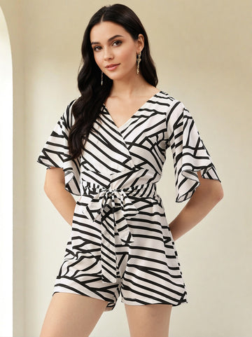 Textured Bishop Sleeve Basic Jumpsuit