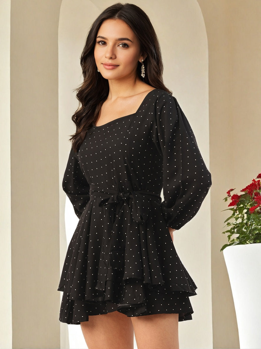 Women Polka Dots Printed Playsuit