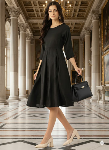 Sleek Italia Crepe A-Line Midi Dress