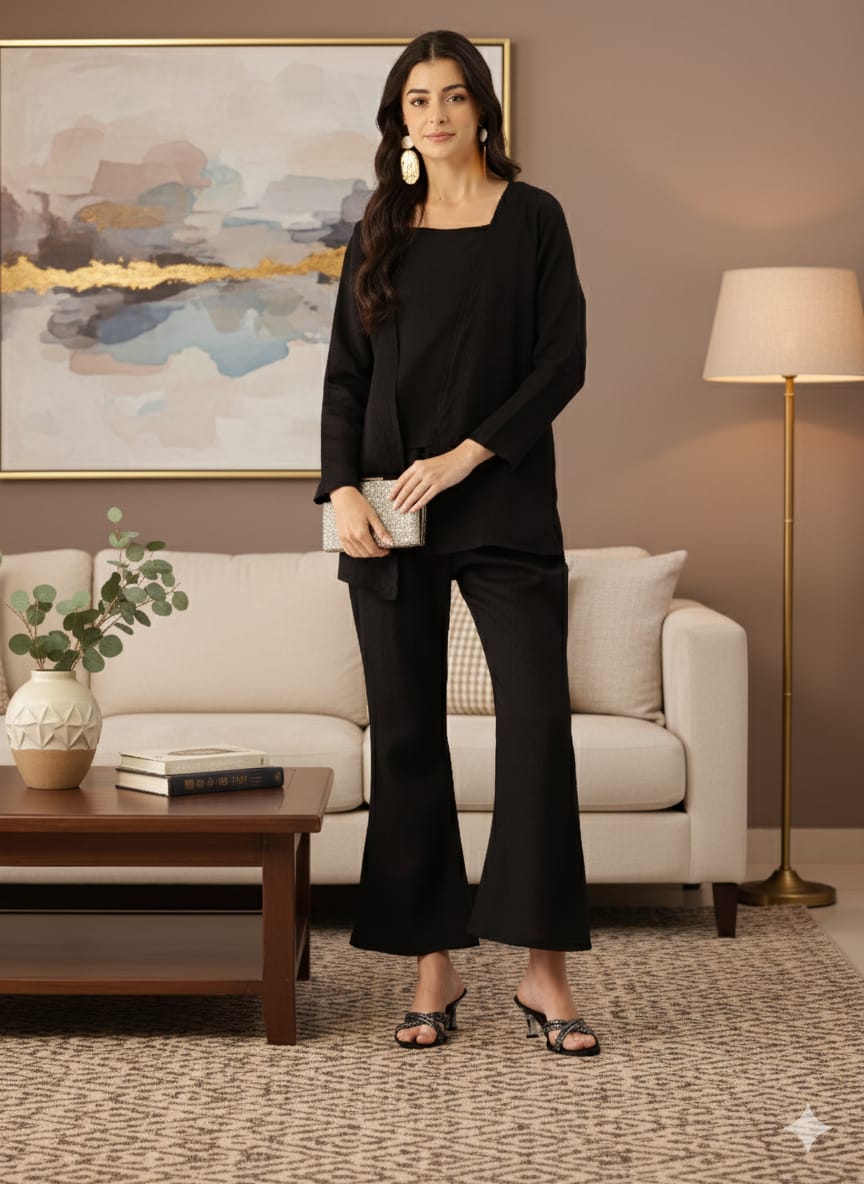 Sleek Italia Crinkled Effect Co-ords with Shrug