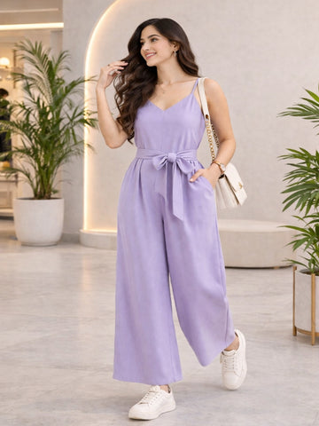 Sleek Italia Purple Basic Jumpsuit