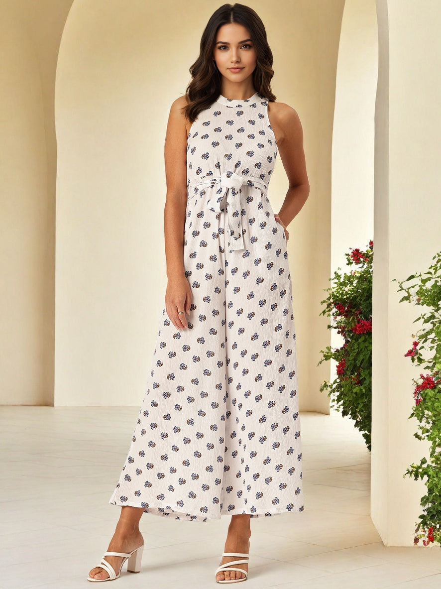 Floral Printed Basic Jumpsuit 1