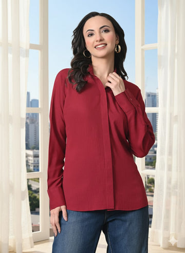 Sleek Italia Maroon Crepe Top