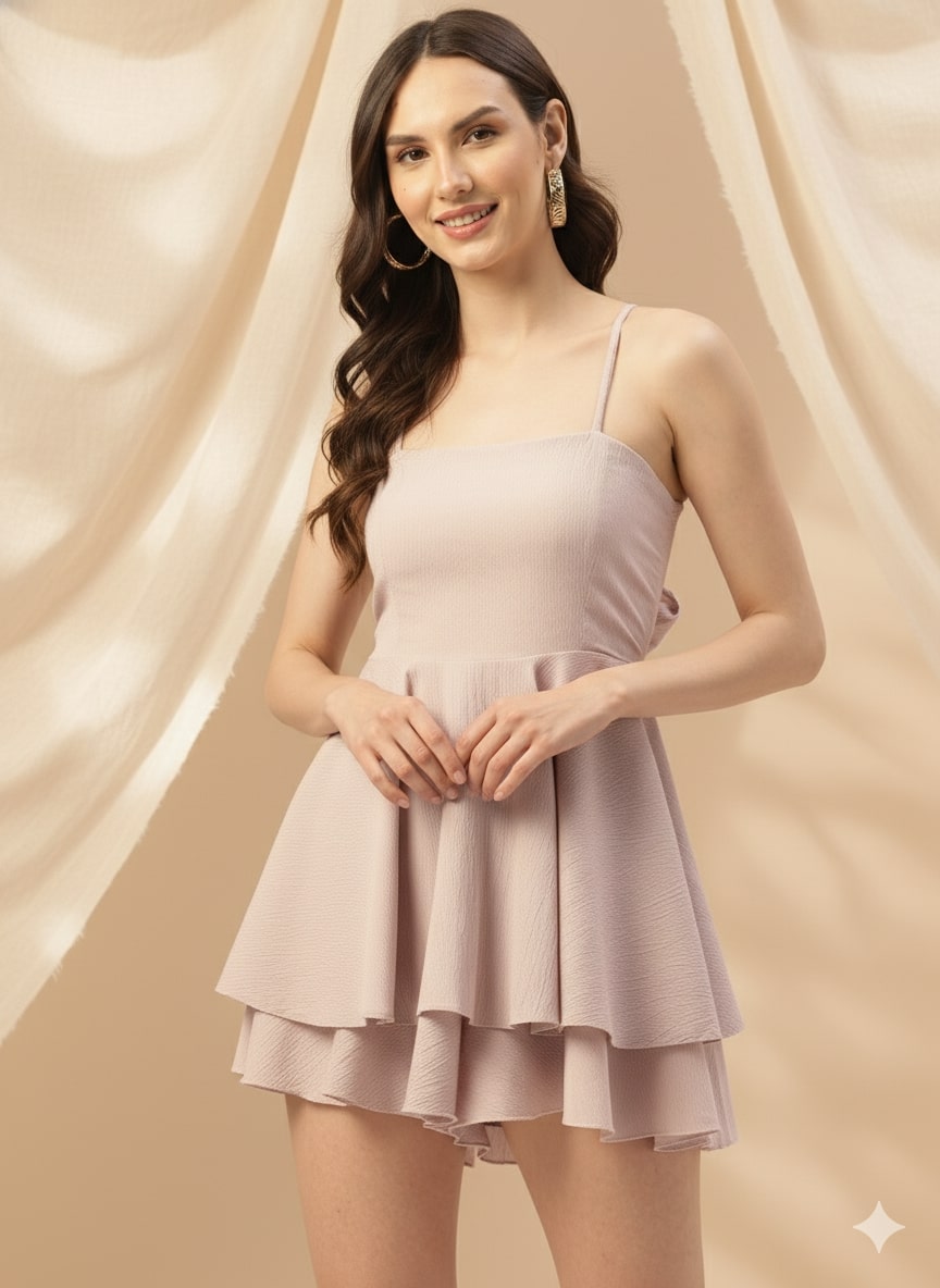 Sleek Italia Ruffled Solid Playsuit