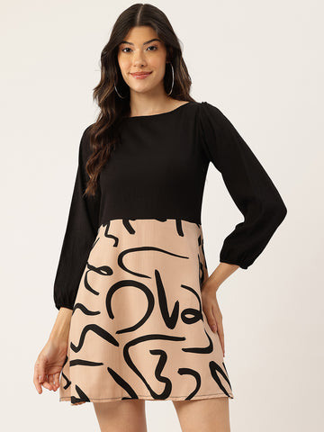 Sleek Italia Abstract Print Crepe Mini Dress