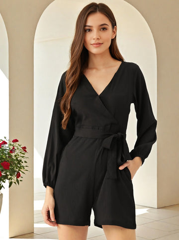 Round Neck Waist Tie Ups Playsuit