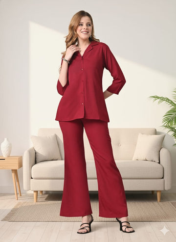 Sleek Italia Shirt Collar Shirt & Trousers Co-Ords