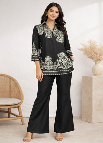 Sleek Italia Printed Shirt with Trousers
