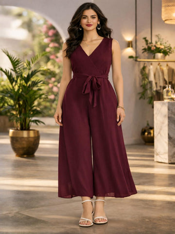 Sleek Italia Burgundy Basic Jumpsuit