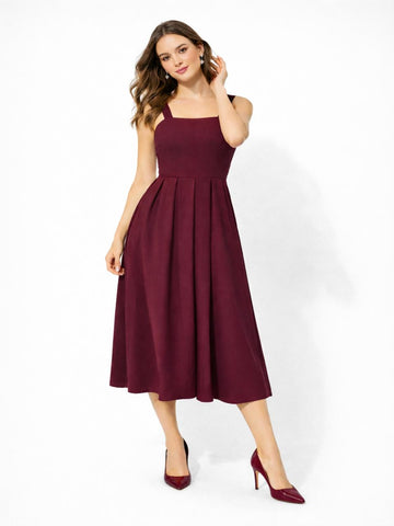 Sleek Italia Crepe Fit & Flare Midi Dress