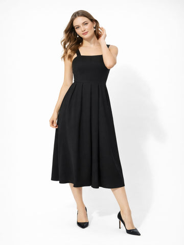 Sleek Italia Crepe Fit & Flare Midi Dress