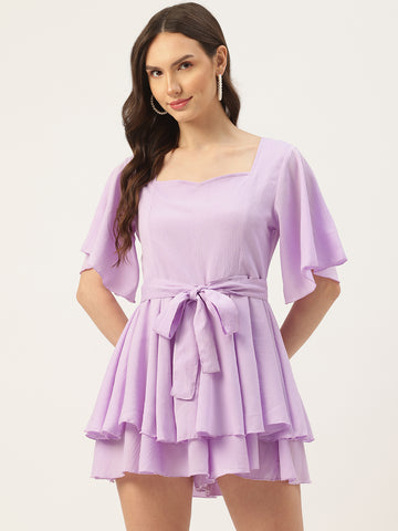 SLEEK ITALIA Women Textured Sweetheart Neck Playsuit