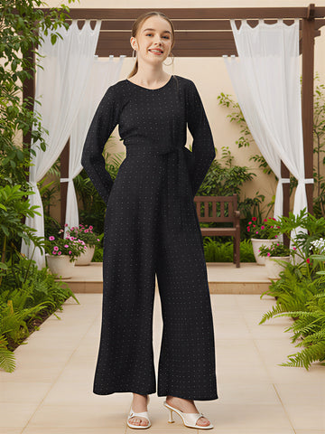 Sleek Italia Polka Dots Printed Basic Jumpsuit