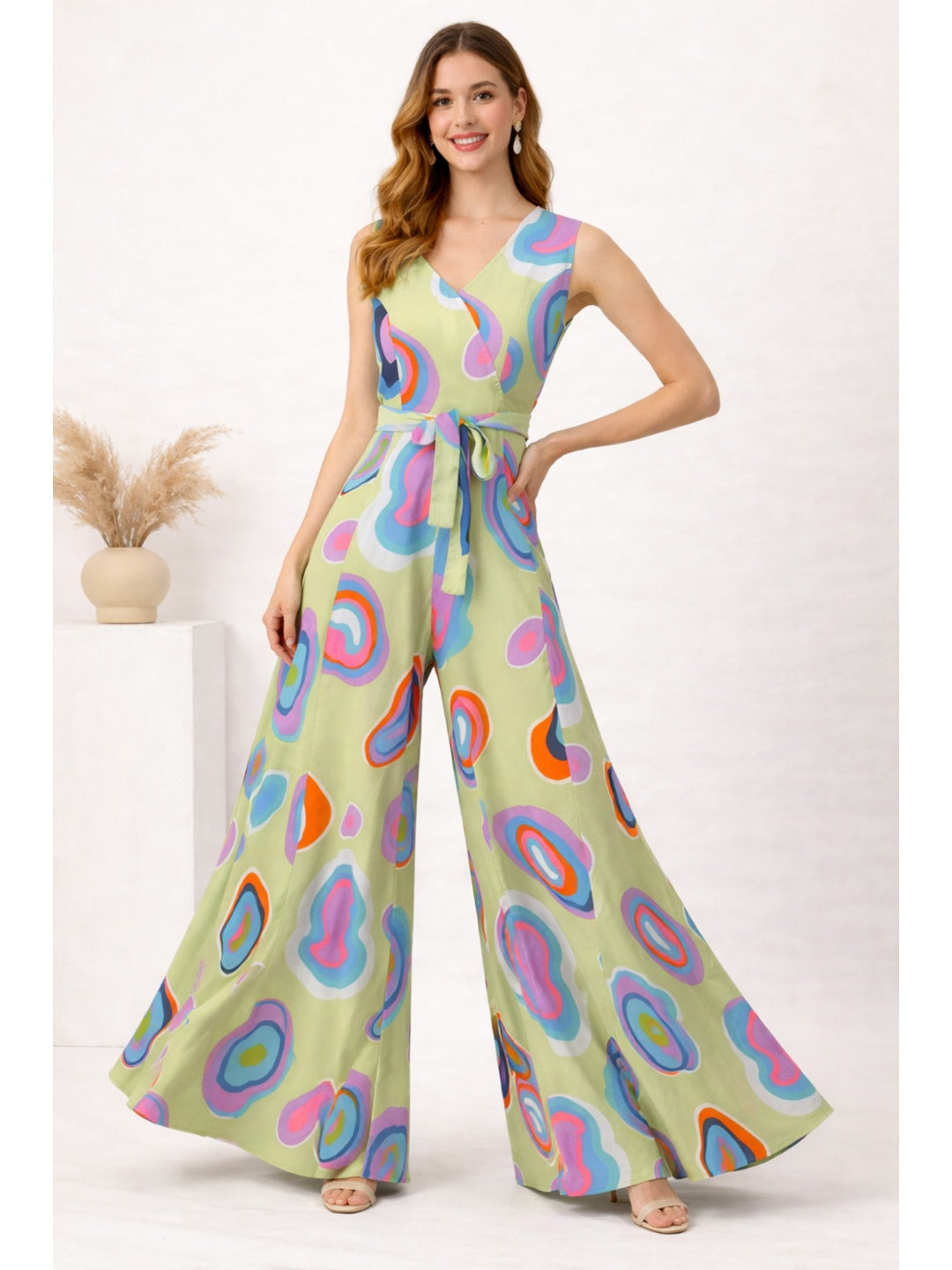 Sleek Italia Printed Basic Jumpsuit with Embellished