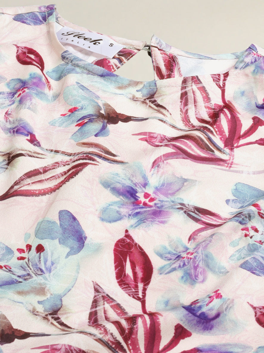 Sleek Italia Floral Printed Waist Tie Ups Basic Jumpsuit