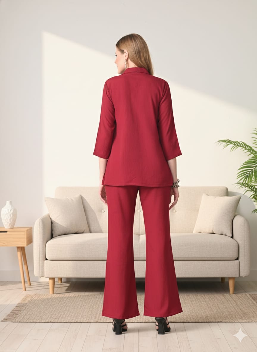 Sleek Italia Shirt Collar Shirt & Trousers Co-Ords