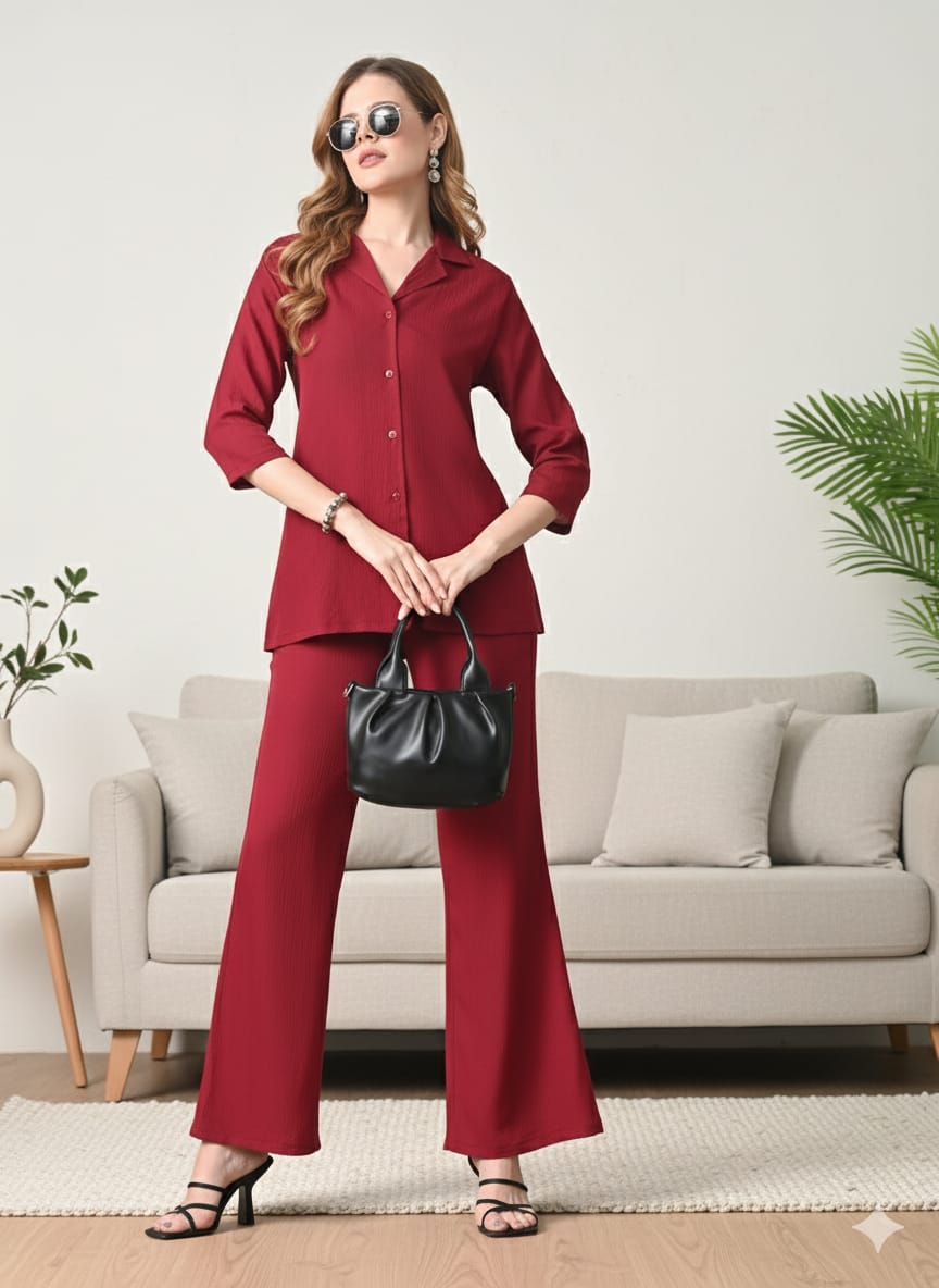 Sleek Italia Shirt Collar Shirt & Trousers Co-Ords
