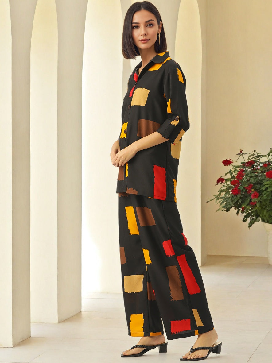 Women Geometric Print Square Neck Jumpsuit