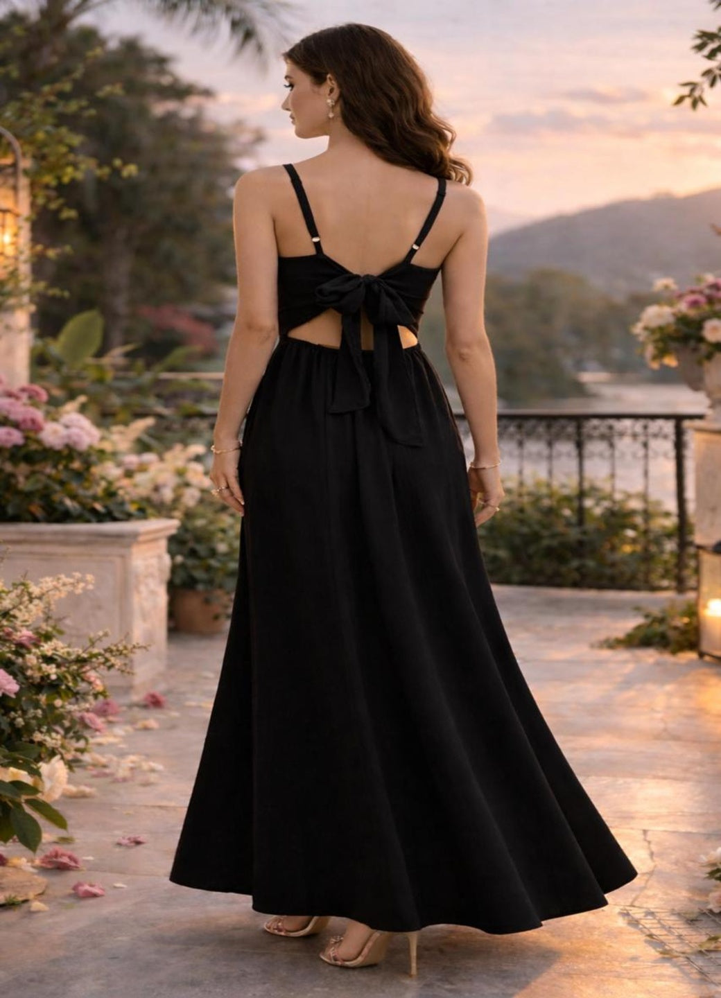 Sleek Italia Crepe Sheath Maxi Dress