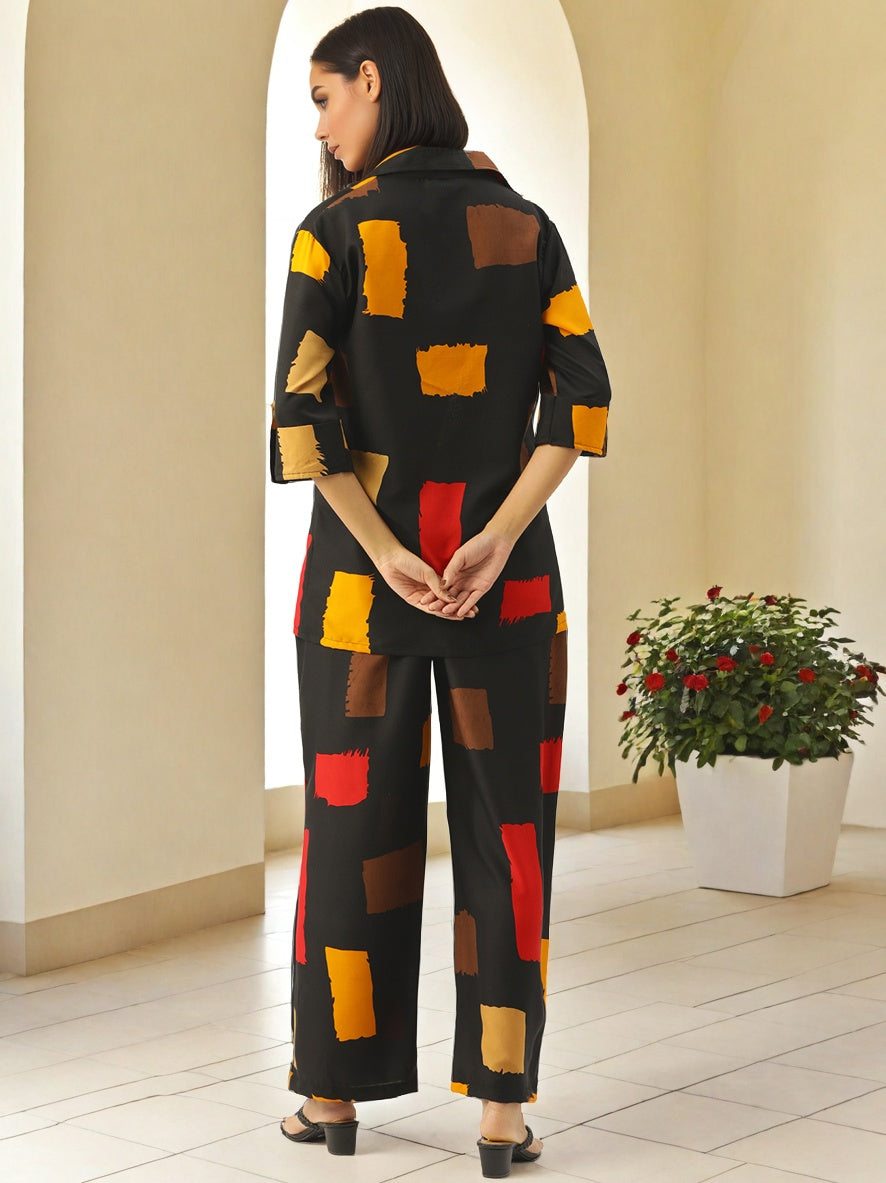 Women Geometric Print Square Neck Jumpsuit