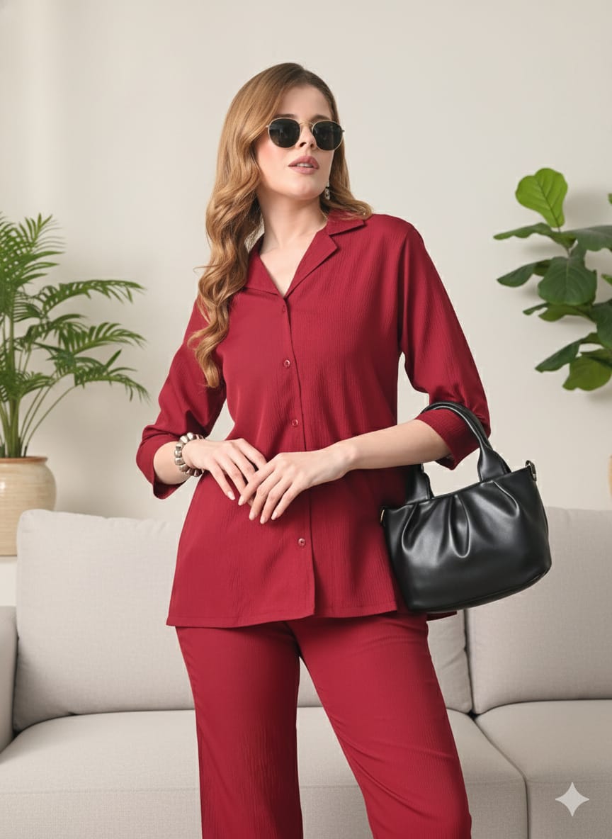 Sleek Italia Shirt Collar Shirt & Trousers Co-Ords