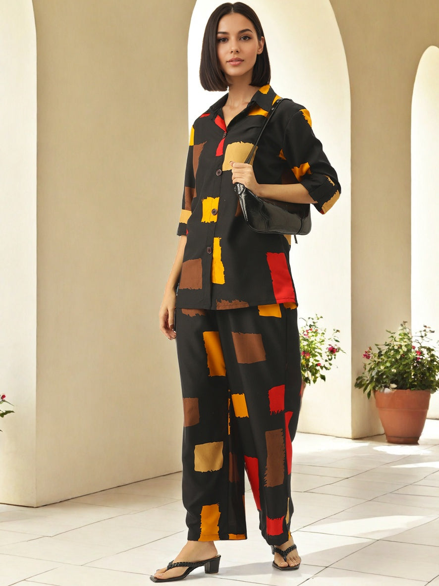 Women Geometric Print Square Neck Jumpsuit