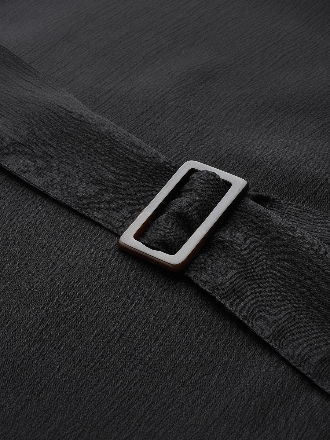 Sleek Italia Crinkled Effect Mandarin Collar Puff Sleeves Co-ords