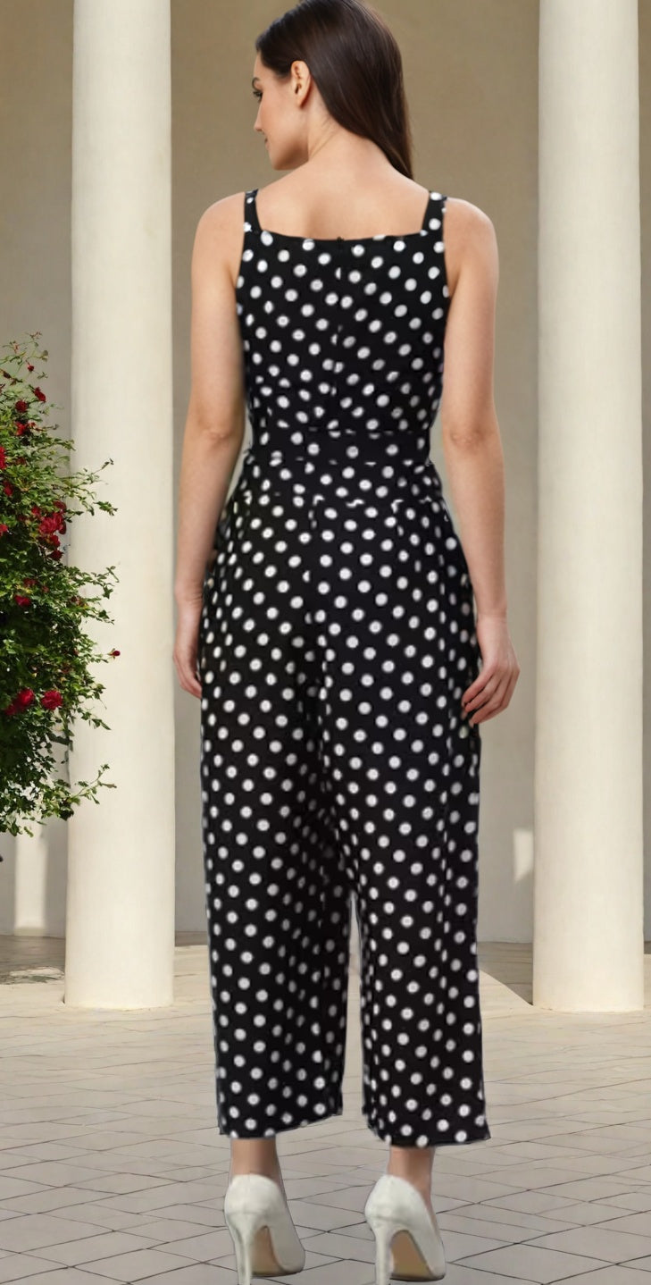 Polka Dots Printed Strappy Basic Jumpsuit