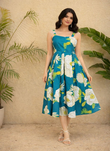 Sleek Italia Floral Print Fit & Flare Midi Dress