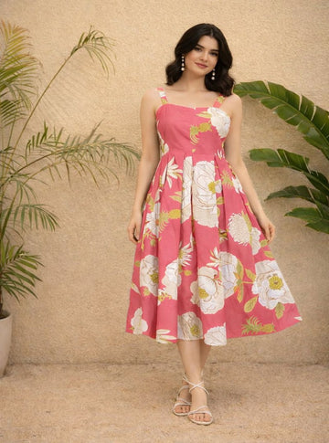 Sleek Italia Floral Print Fit & Flare Dress