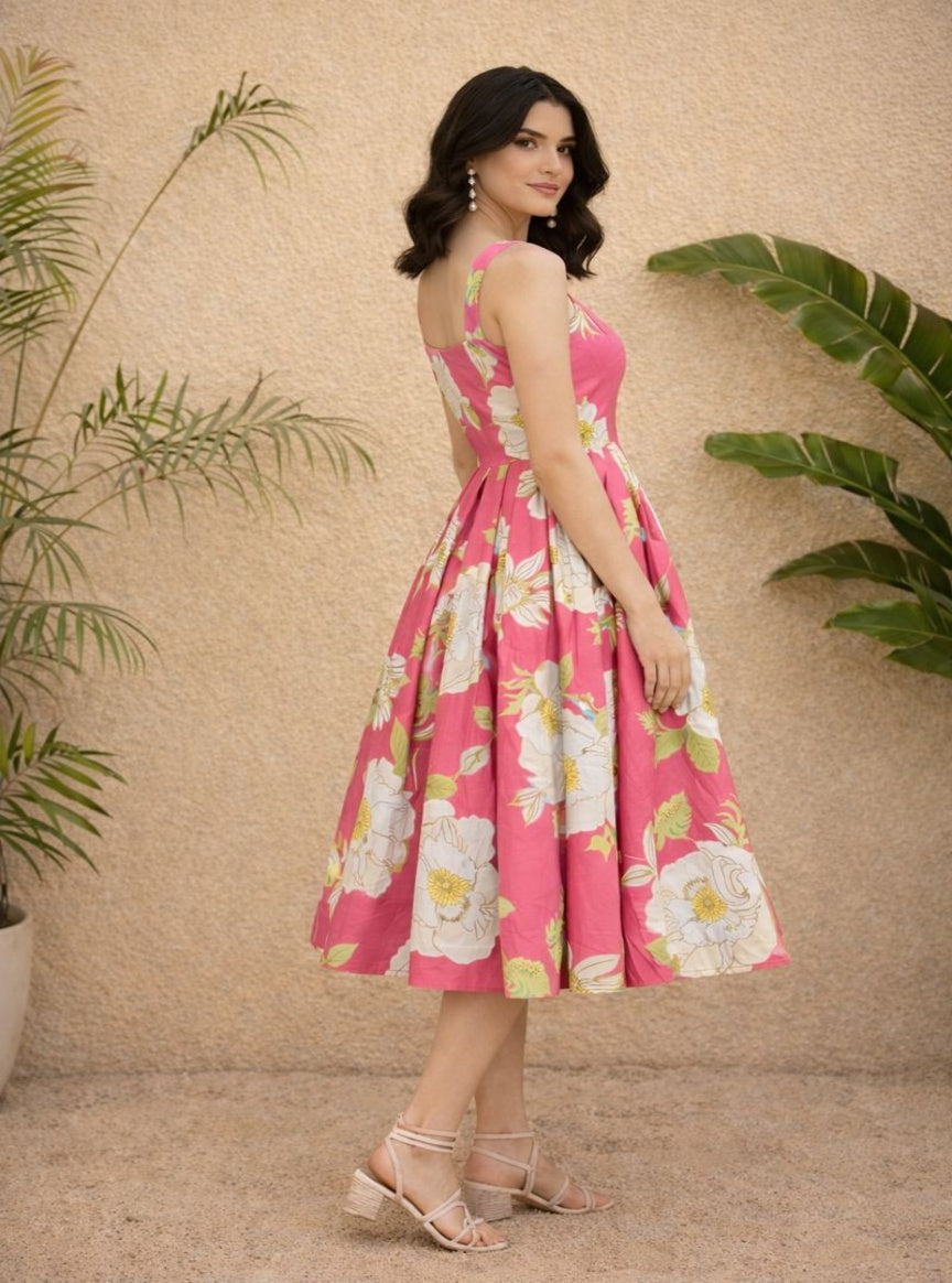 Sleek Italia Floral Print Fit & Flare Dress